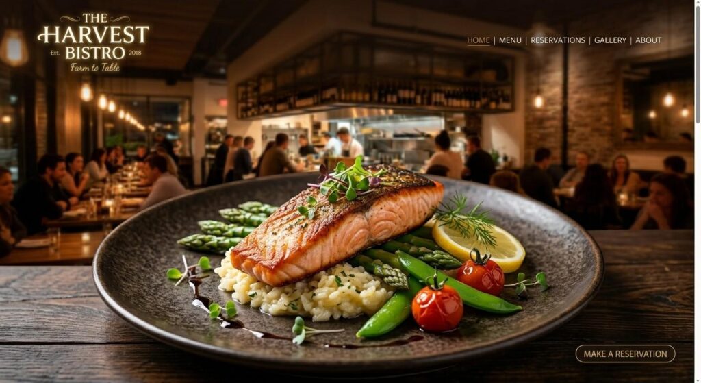 High-quality photo of a plated dish used as featured imagery on a restaurant website homepage